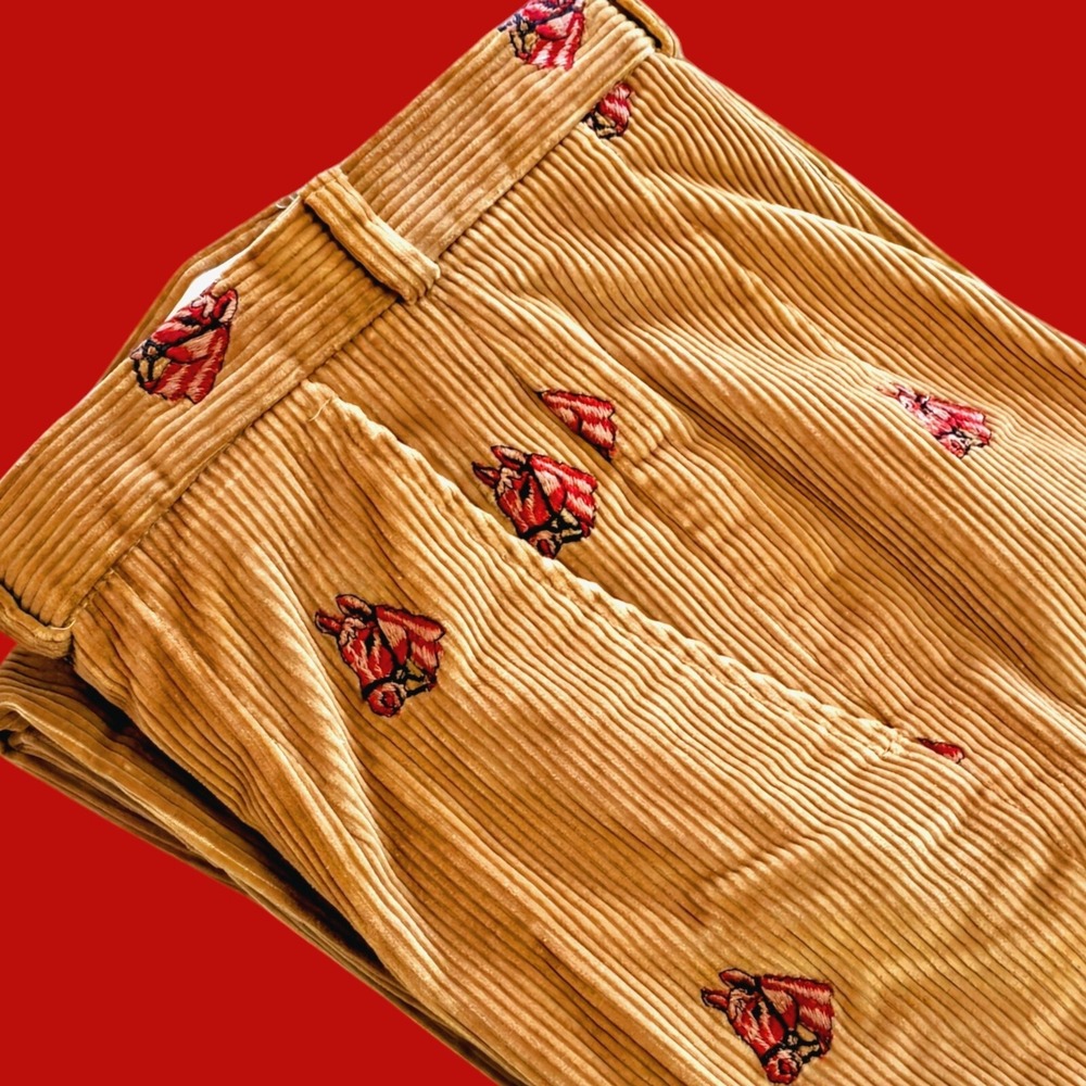 Vintage Preppy‎ Horse Embroidered Corduroy Pants David Brooks Women's Size 10